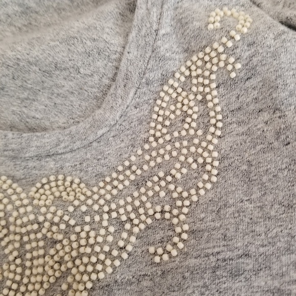 J Crew Factory Beaded T Shirt Grey - Picture 2 of 6